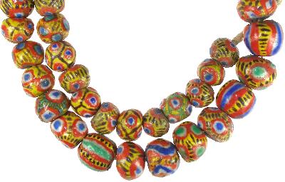 Large Kiffa Glass Trade Beads - Handmade African Beads - alternate view