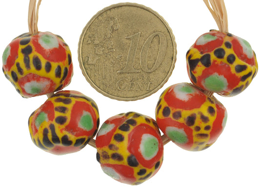 Large Polychrome Kiffa Beads - African Handmade Glass Trade Beads - alternate view