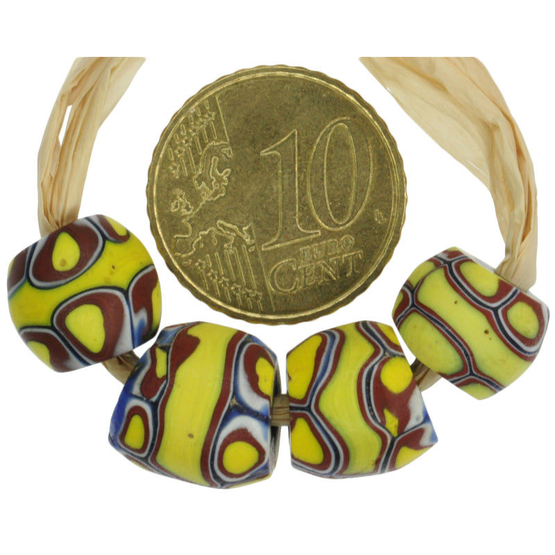 Antique Banded Millefiori Venetian Mosaic Trade Beads, 11-12Mm