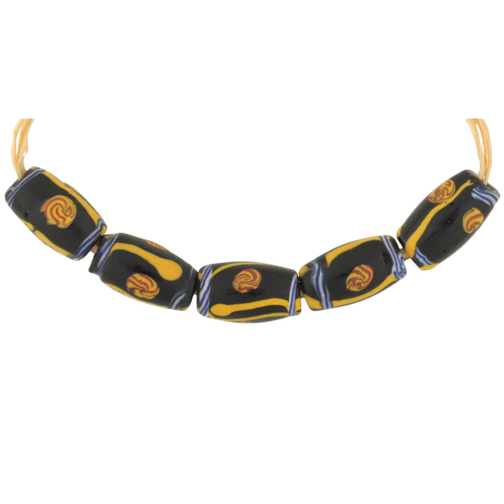 Antique Black Fancy Venetian Lampwork Glass Trade Beads 11-12Mm
