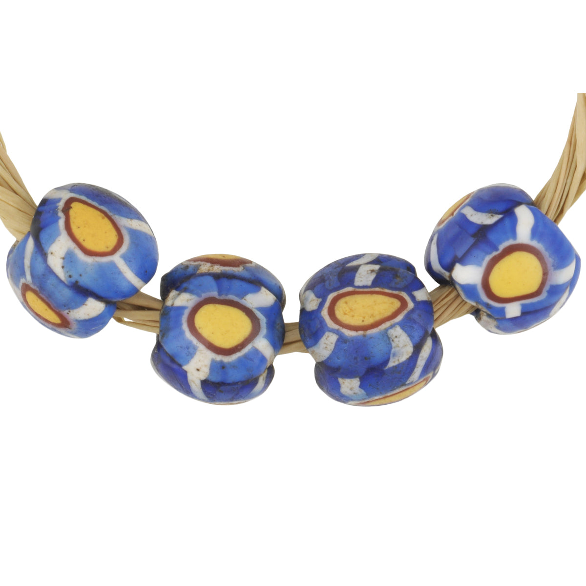 Antique Venetian Millefiori Mosaic Glass Trade Beads, 7-8Mm, African Trade