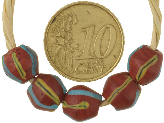 Antique Venetian Bicone Striped "King" Glass Trade Beads - 9Mm - alternate view