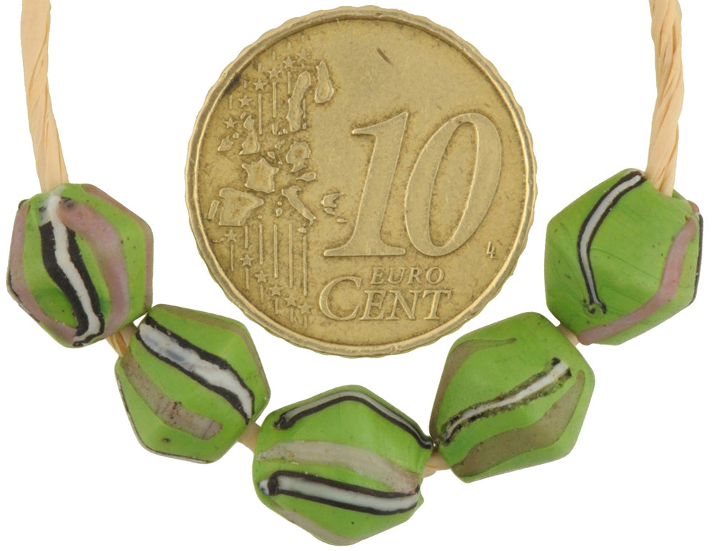 Antique Striped Bicone King Venetian Lampwork Glass Trade Beads - alternate view