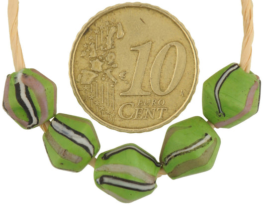 Antique Striped Bicone King Venetian Lampwork Glass Trade Beads - alternate view