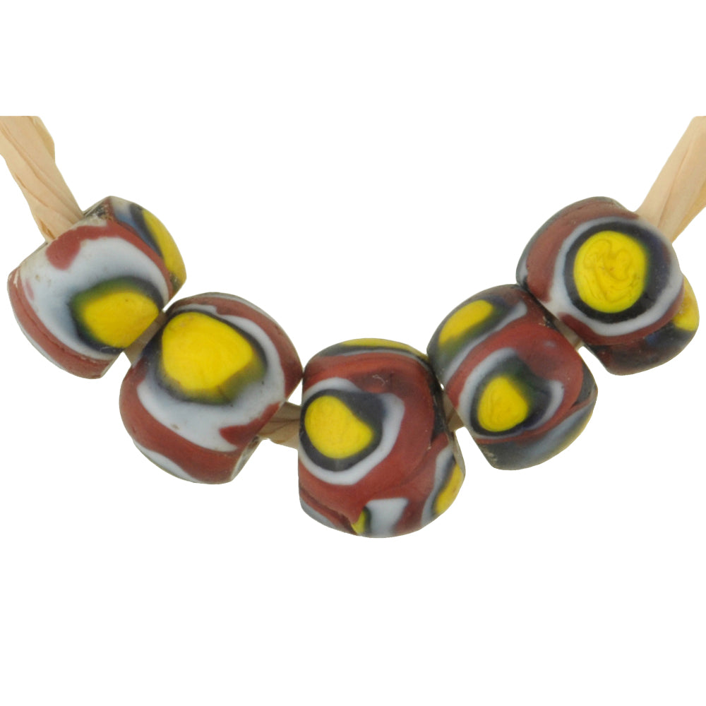 Antique Round Venetian Millefiori African Trade Beads, 7Mm Mosaic Glass