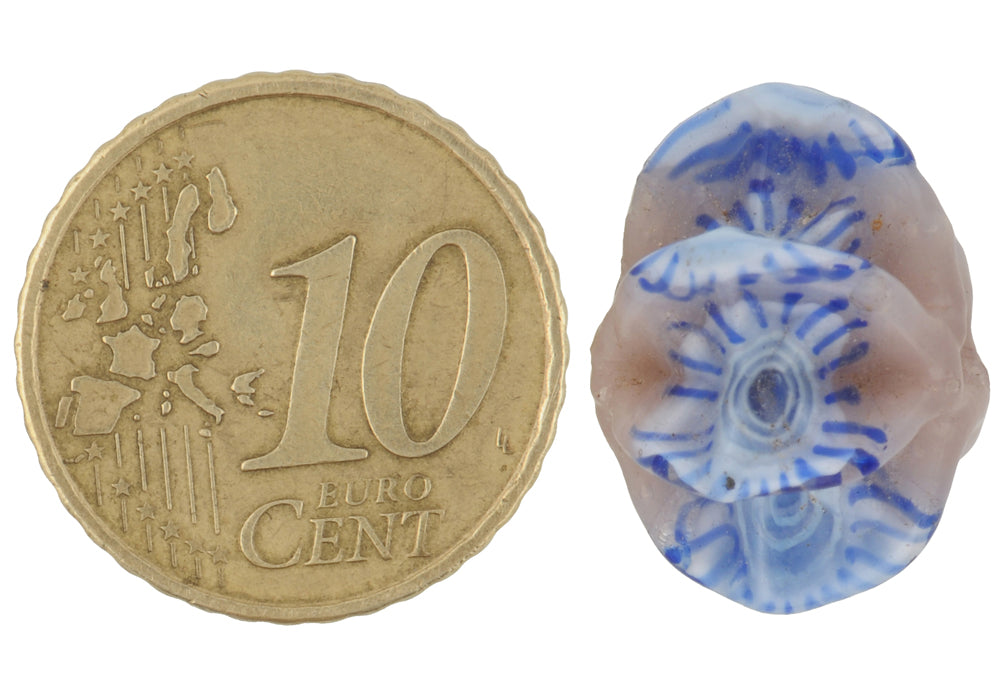 Rare Antique Star Millefiori Venetian Glass Trade Bead - 18X13Mm - zoomed-in detail