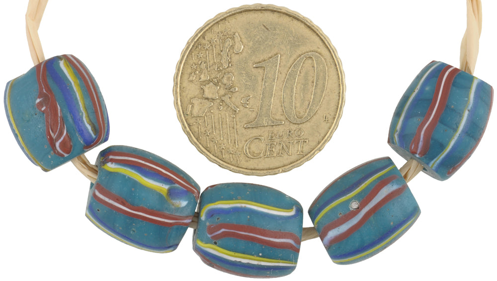 Rare Antique Striped Venetian Lampwork Glass Trade Beads - African Trade - alternate view