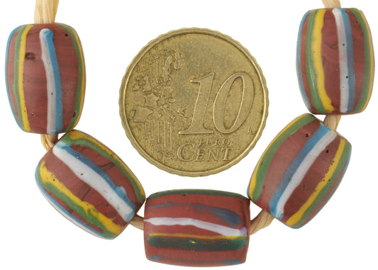 Rare Antique Striped Brick Venetian Lampwork Glass Trade Beads - African Trade - alternate view