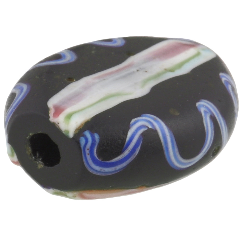 Antique Black Fancy Venetian Lampwork Glass Trade Bead, 1800S