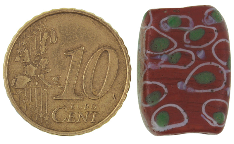 Antique Tabular Brick Fancy Venetian Lampwork Glass Trade Bead - partial view