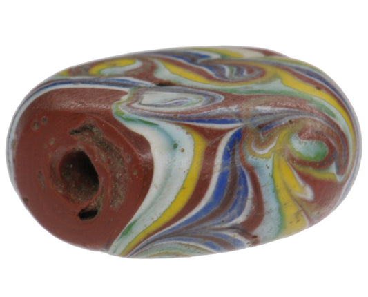 Rare Antique Tabular Fancy Venetian Lampwork Glass Trade Bead - alternate view