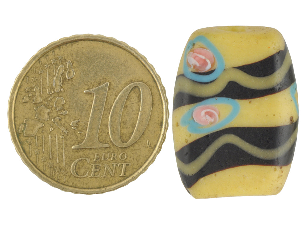 Antique Tabular Fancy Venetian Lampwork Glass Trade Bead, 20X15Mm - alternate view