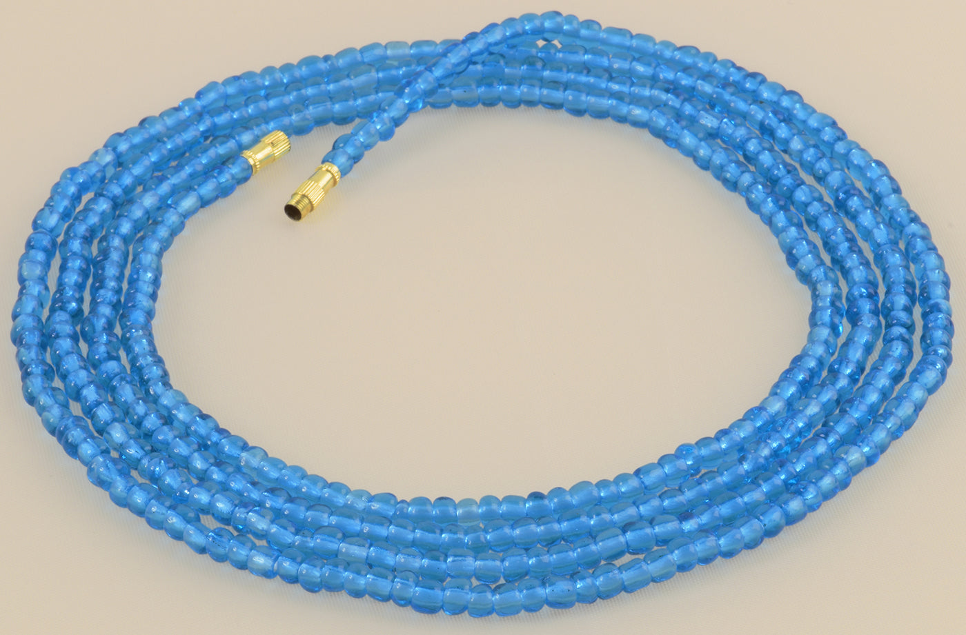 Screw Clasp Bright Blue African Waist Beads - Handmade Body & Hip Jewelry