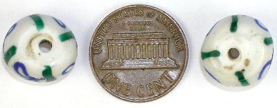 Beautiful Antique White Fancy Venetian Lampwork Glass Trade Beads - alternate view