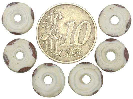 Rare Antique White Disk Millefiori African Trade Beads - Early 1900S - alternate view