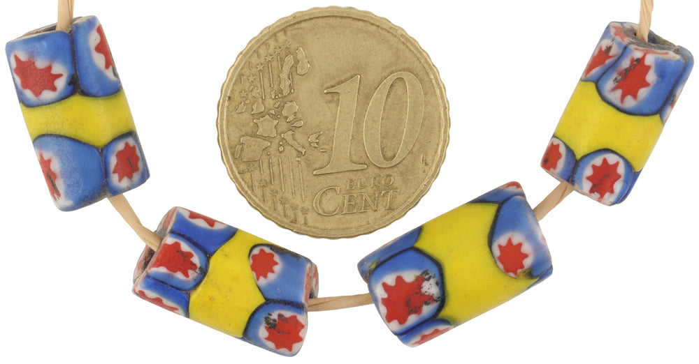 Antique Banded Venetian Millefiori African Trade Beads, 14-15Mm - alternate view