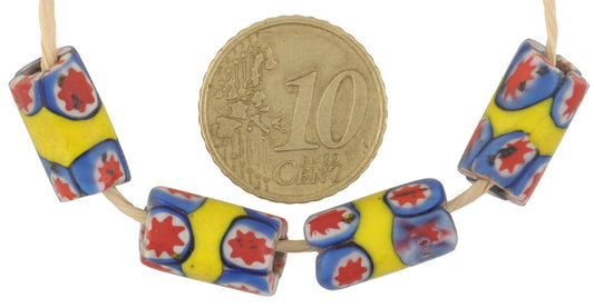 Antique Banded Venetian Millefiori Mosaic Glass Trade Beads - African Trade - alternate view