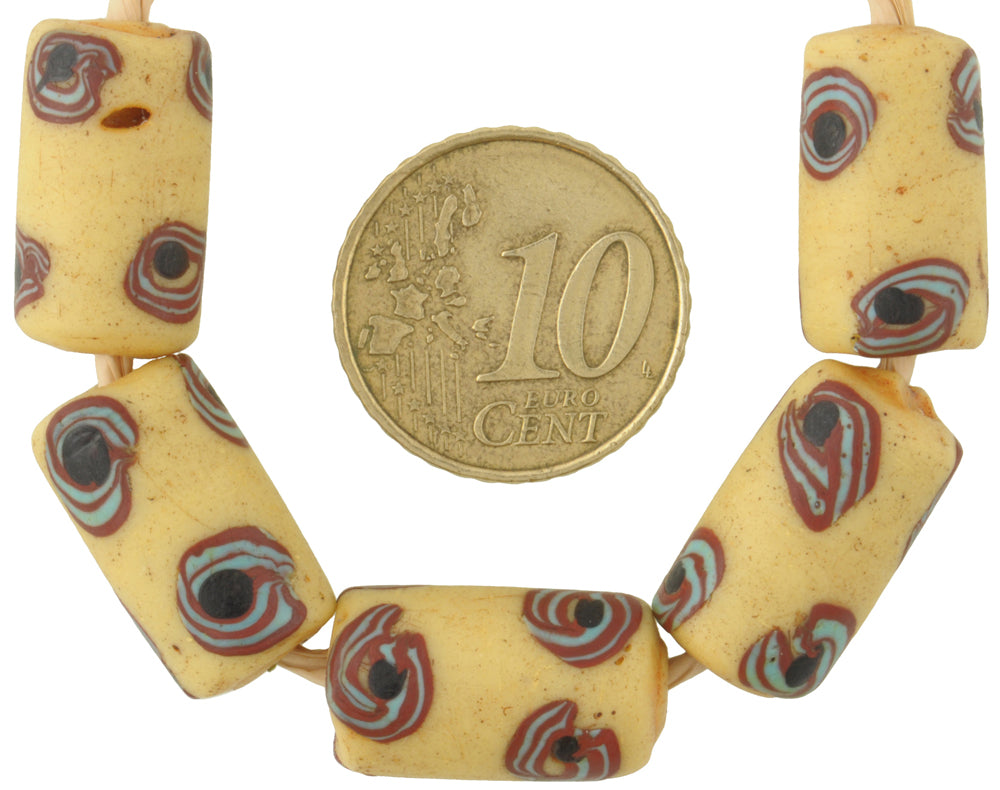 Antique Venetian "Eye" Fancy Wound Glass Trade Beads 17X10Mm - African Trade - alternate view