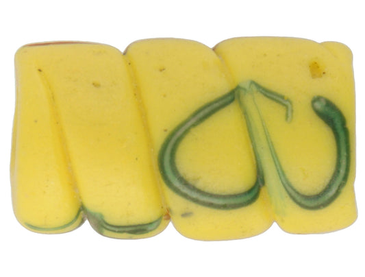 Rare Yellow Floral Fancy Venetian Lampwork Glass Trade Bead 17X10Mm - alternate view