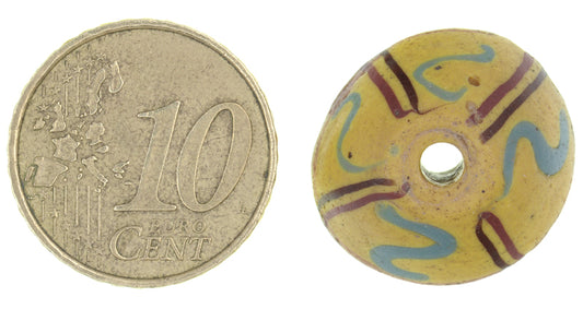 Beautiful Old Yellow Bicone "King" Venetian Lampwork Glass Trade Bead - alternate view