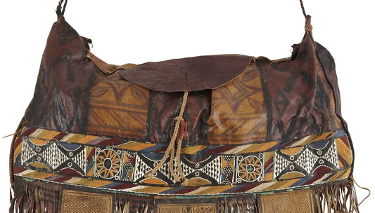 Authentic Old Tuareg Leather Bag – Sahara Geometric Nomad Design