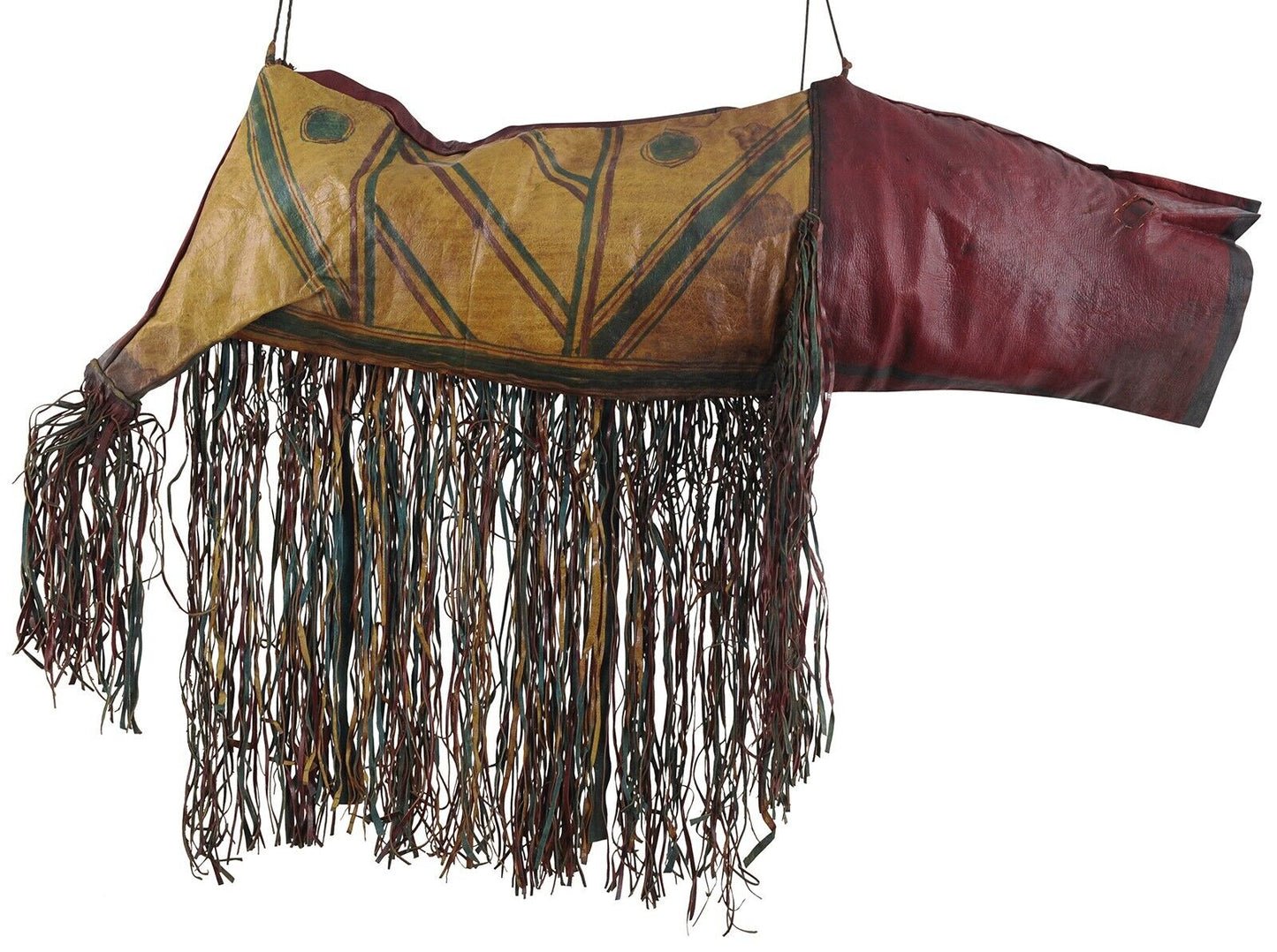 African Tuareg Camel Bag Old Leather Sahara Niger Mali - zoomed-in detail