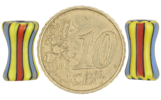 Rare Pair 2-Layer Venetian Chevron Dog Bone Beads 13X8Mm - alternate view