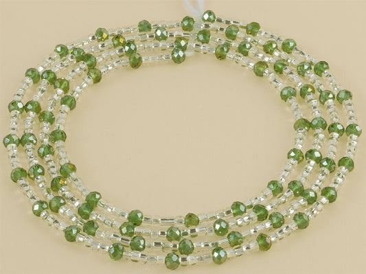 Tie on Green & Clear African Waist Beads – Handmade Body Jewelry