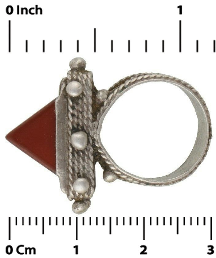 Antique Tuareg Silver Ring with Carnelian – Sahara Ethnic Jewelry