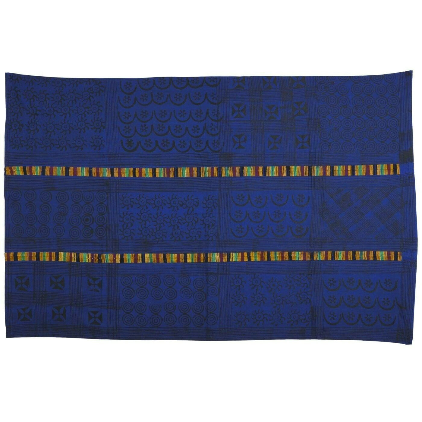 Hand Stamped Adinkra Cloth – 1980s Woman Size 64″×41″ Authentic
