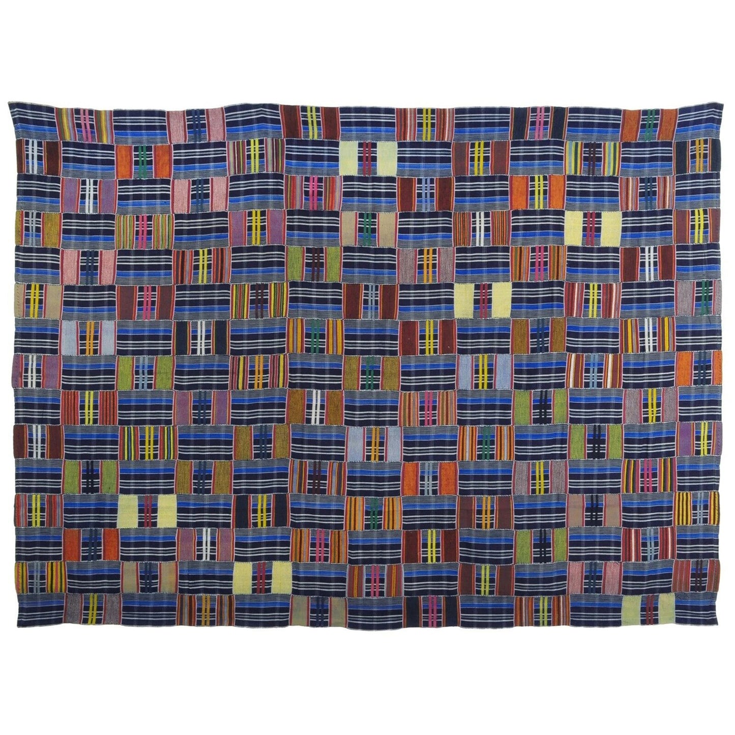 Handwoven Ewe Kente Vintage 1970s Cloth – 178 × 131 cm, Ghana