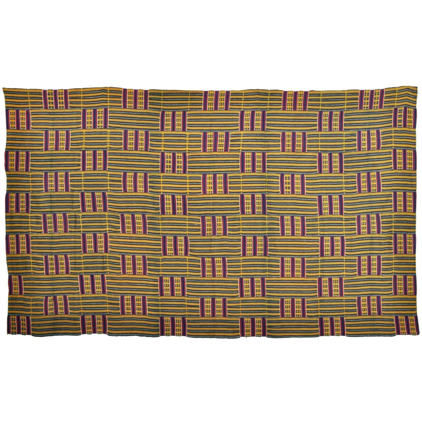Handwoven Ewe Kente Cloth – 1960s Woman Size 87×53 – Ghana Ewe Kente