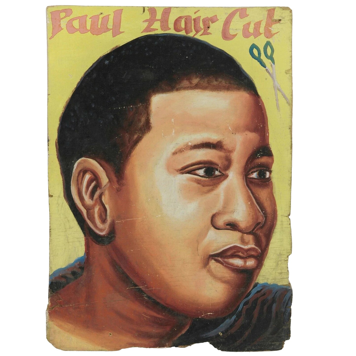 Paul Hair Cut Ghana Barber Sign – Hand-Painted African Art