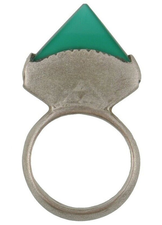 Vintage Tuareg Silver Ring with Green Glass – Sahara Nomadic Ethnic Jewelry