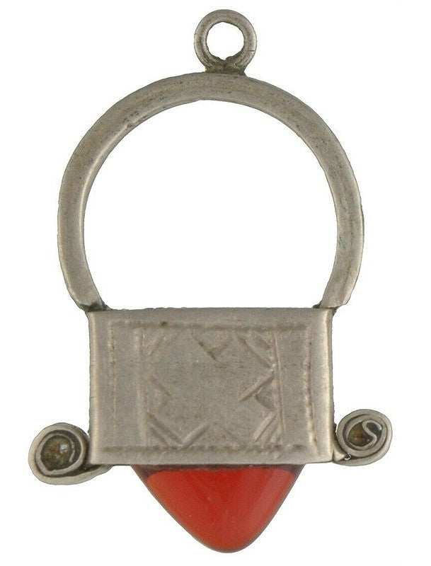 Vintage Tuareg Silver Jewelry Ornament with Red Glass – IN-GALL