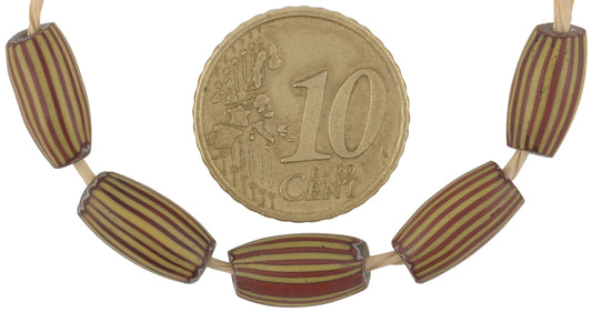 Striped Brick Chevron Beads | Rare 4 Layer Antique Venetian Set - angled shot