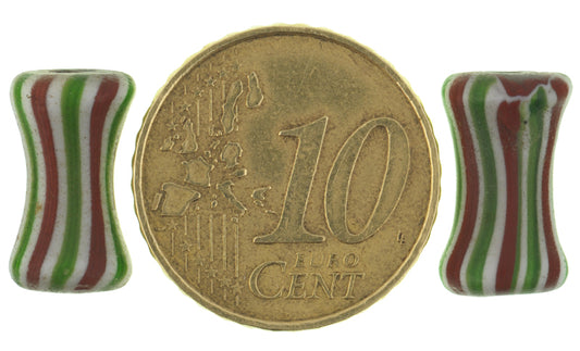 Rare Dog Bone 4-Layer Chevron Beads - Antique Pair 14X8Mm - alternate view