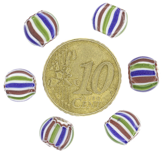 Rare Tabular Striped 4-Layer Chevron Beads - Antique 8-9Mm - alternate view