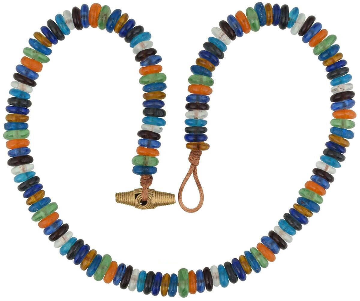 Handmade Multicolor Beaded Glass Necklace With Trade Beads - product focus