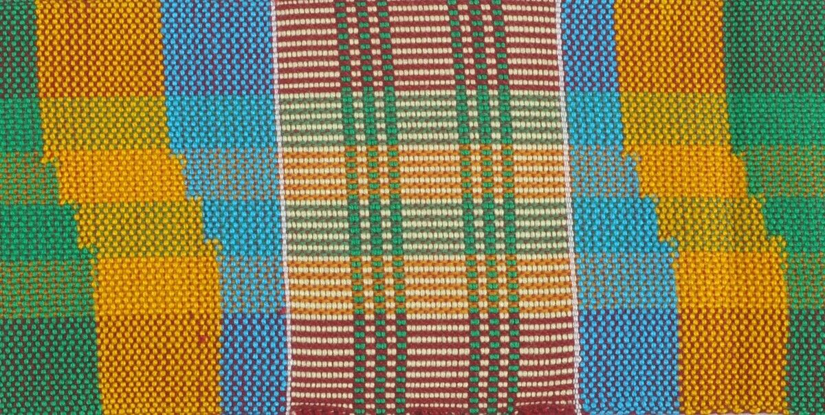 Authentic Handwoven Kente Scarf - Traditional Ghanaian Kente Stole - alternate view
