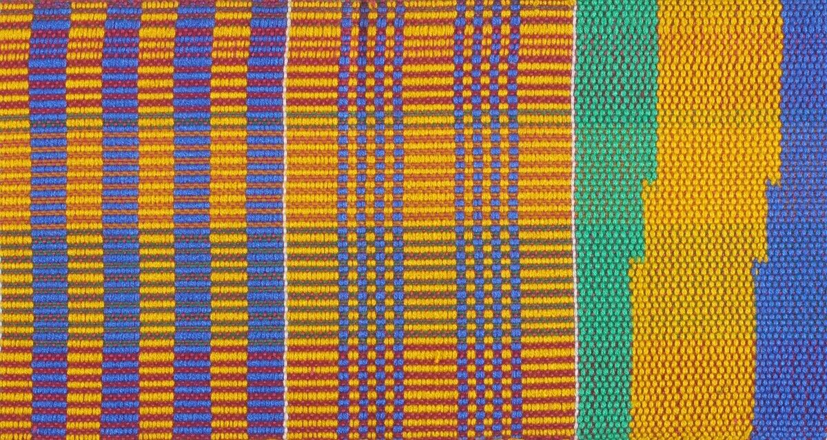 Handwoven Kente Scarf From Ghana - Authentic Double-Woven - alternate view