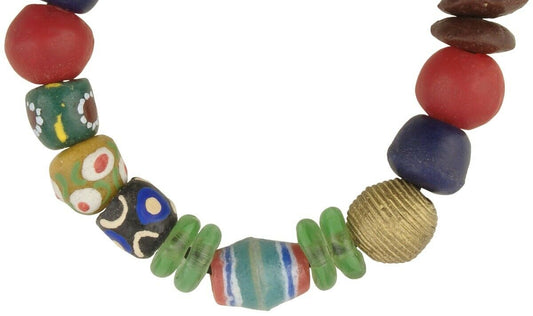 Handmade Beaded Bracelet - Glass & Brass Beads From Ghana - alternate view