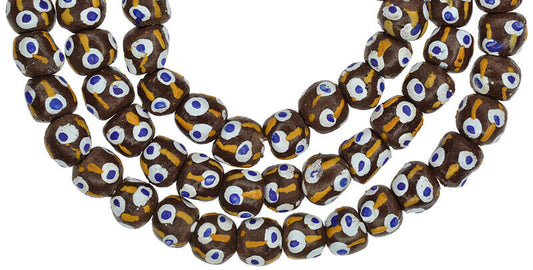 Handmade Ghanaian Powder Glass Beads - African Trade Beads - angled shot