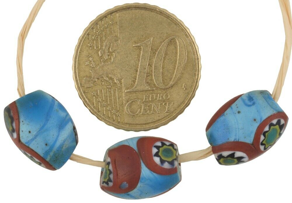 Rare African Trade Beads Old Oval Millefiori Venetian Mosaic Glass Beads Ghana - alternate view