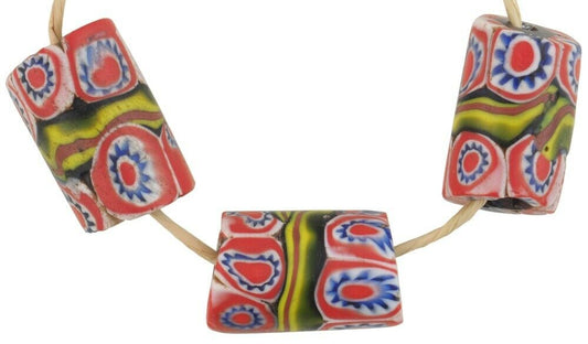 Rare Antique Banded Venetian Millefiori African Trade Beads - partial view