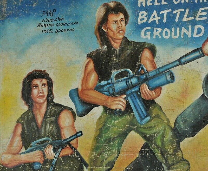 Authentic Hand-Painted 'Hell On Battle Ground' Movie Poster From Ghana - alternate view