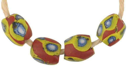 Old African Trade Beads: Oval Millefiori Mosaic Glass, 12-13Mm - alternate view