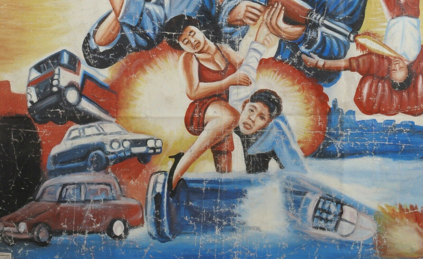 Unique Police Assassins Hand-Painted Movie Poster From Ghana - close-up