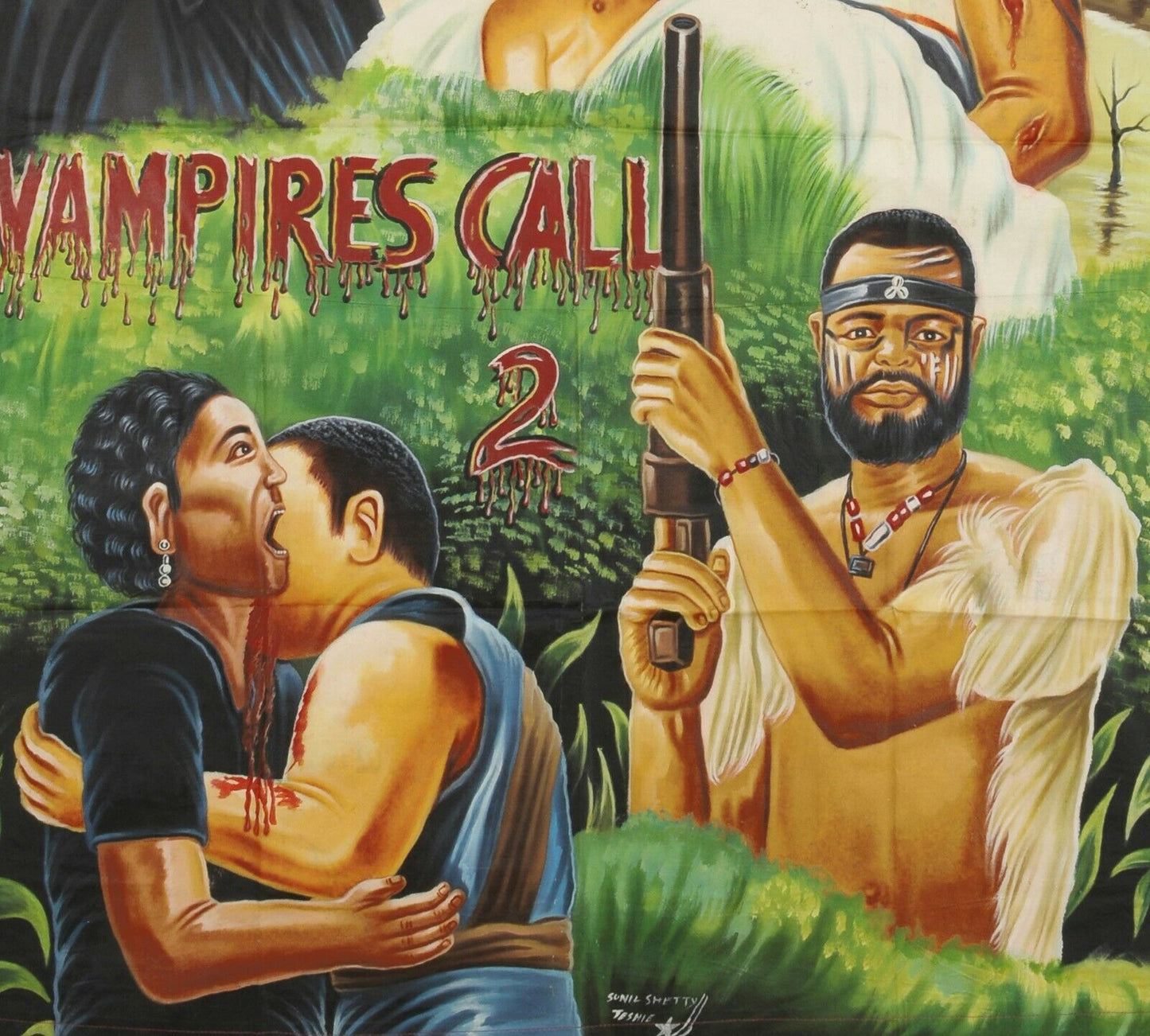Vampires Call 2 Movie Poster - Ghana Hand-Painted Art - close-up