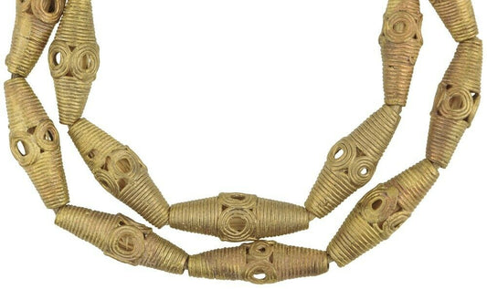 Large Handmade Ashanti Brass Beads - Traditional Ghanaian Craftsmanship - alternate view